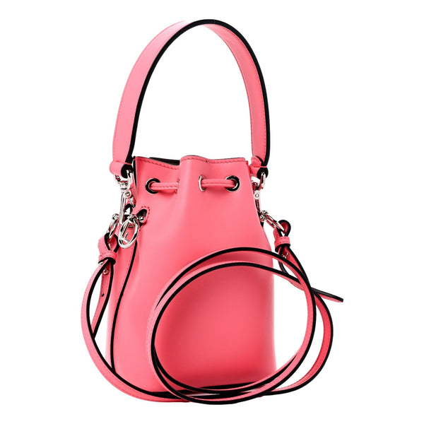 Fendi Mon Tresor Mini Bucket Bag Pink Calfskin Leather 3D Flower in Pink, authentic new handbag, image 2