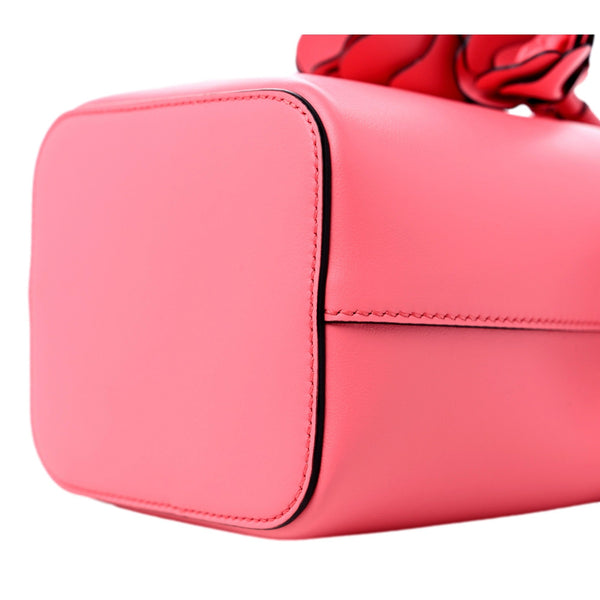 Fendi Mon Tresor Mini Bucket Bag Pink Calfskin Leather 3D Flower in Pink, authentic new handbag, image 3