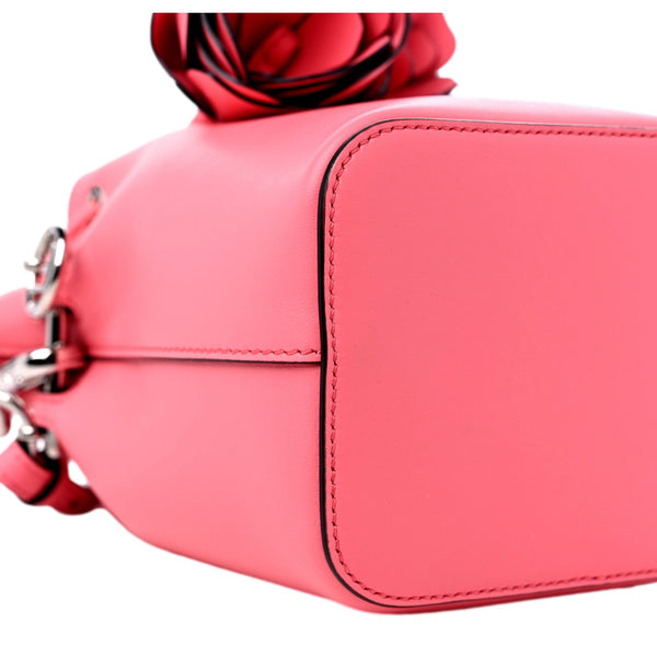 Fendi Mon Tresor Mini Bucket Bag Pink Calfskin Leather 3D Flower in Pink, authentic new handbag, image 4