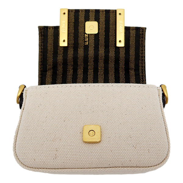Fendi Canvas FF Embroidery Nano Baguette Charm Beige Multicolor in Beige / Multicolor, authentic new handbag, image 3