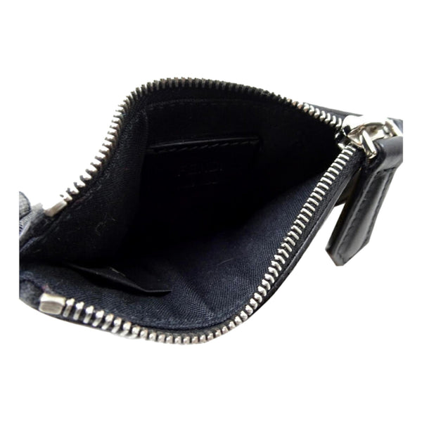 Fendi Diagonal Black Sunflower Yellow Calf Leather Coincase Keychain Wallet in Black, authentic new wallet, image 6