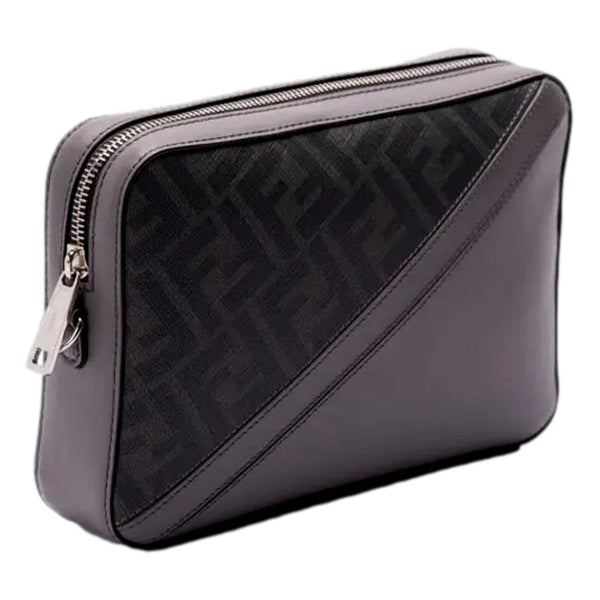 Fendi Diagonal FF Jacquard Acciaio Gray Camera Crossbody Bag in Black, authentic new handbag, image 2