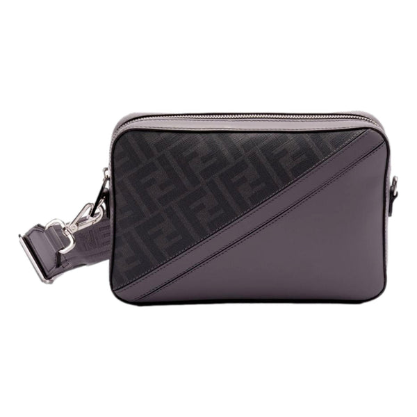 Fendi Diagonal FF Jacquard Acciaio Gray Camera Crossbody Bag in Black, authentic new handbag, image 1