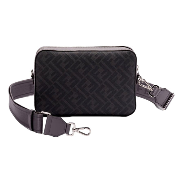 Fendi Diagonal FF Jacquard Acciaio Gray Camera Crossbody Bag in Black, authentic new handbag, image 3