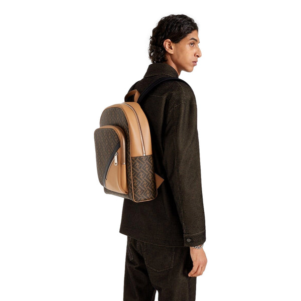 Fendi Diagonal FF Logo Backpack Black Canvas Leather Trim in Black (with FF Logo Design), authentic new handbag, image 5