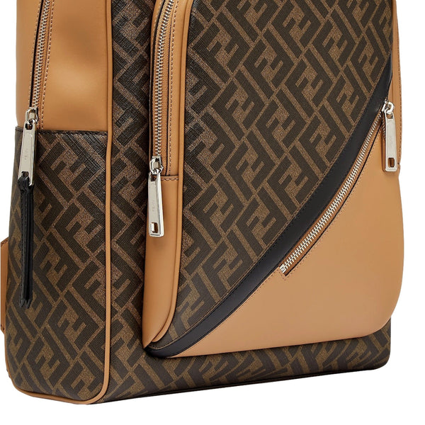 Fendi Diagonal FF Logo Backpack Black Canvas Leather Trim in Black (with FF Logo Design), authentic new handbag, image 4