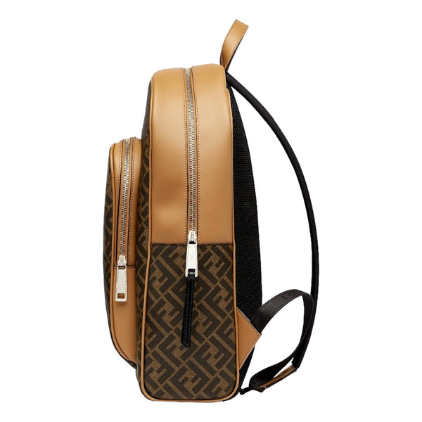Fendi Diagonal FF Logo Backpack Black Canvas Leather Trim in Black (with FF Logo Design), authentic new handbag, image 2
