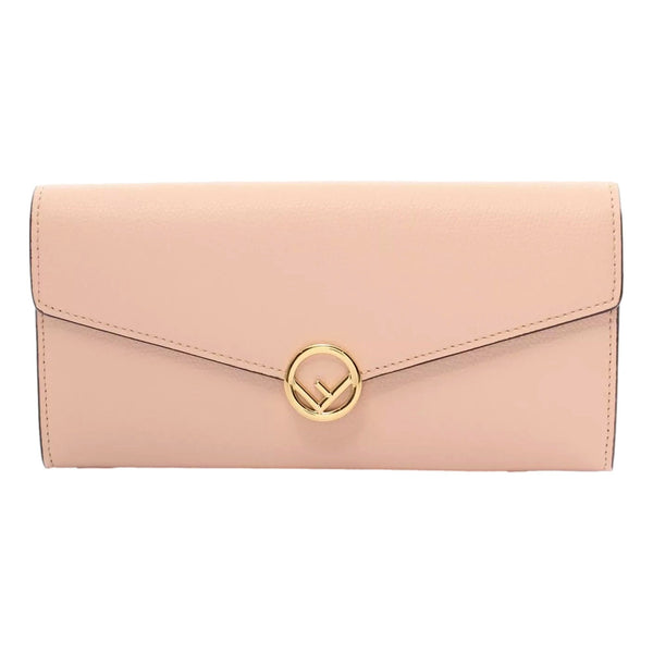 Fendi F Is Fendi Leather Long Envelope Womens Wallet Light Rose Beige Pink – front view