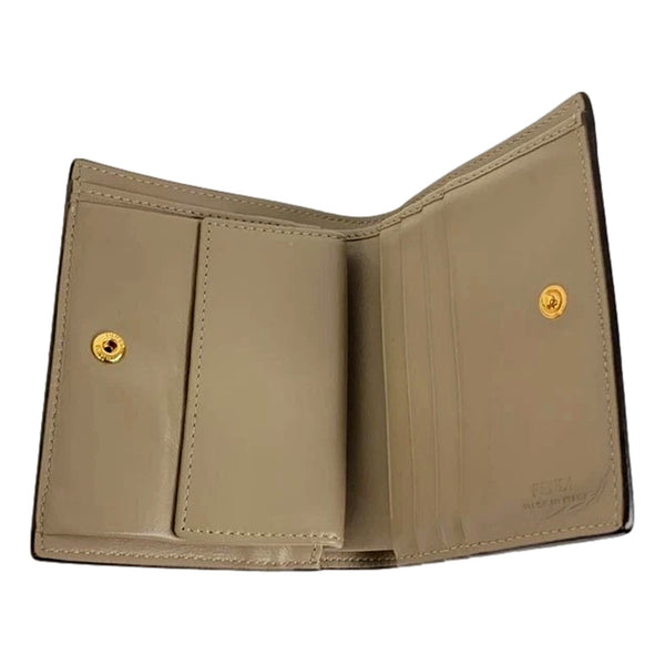 Fendi Tortora Gray Leather Compact Bifold Wallet in Tortora Gray, authentic new wallet, image 3