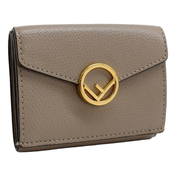 Fendi F Is Fendi Tortora Gray Leather Micro Trifold Wallet in Tortora Gray, authentic new wallet, image 1