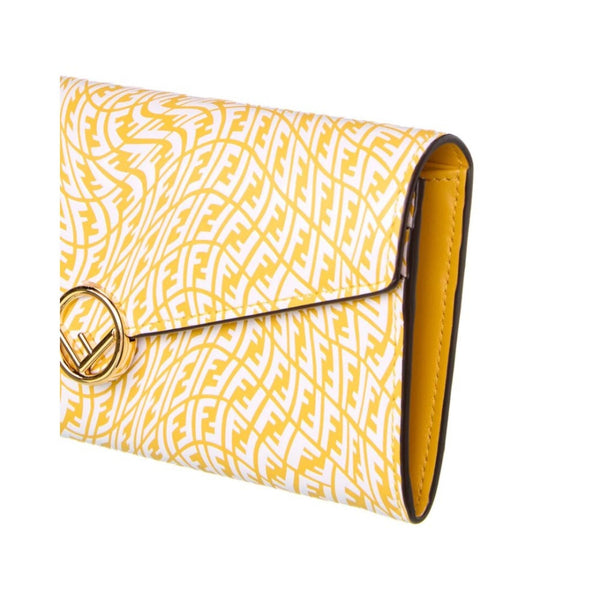 Fendi F is Fendi Yellow Leather Vertigo Print Long Wallet in Mimosa Yellow, authentic new wallet, image 3