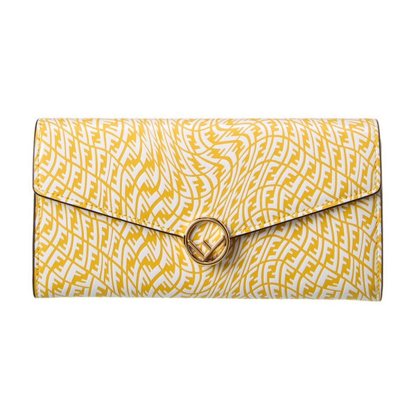 Fendi F is Fendi Yellow Leather Vertigo Print Long Wallet in Mimosa Yellow, authentic new wallet, image 1