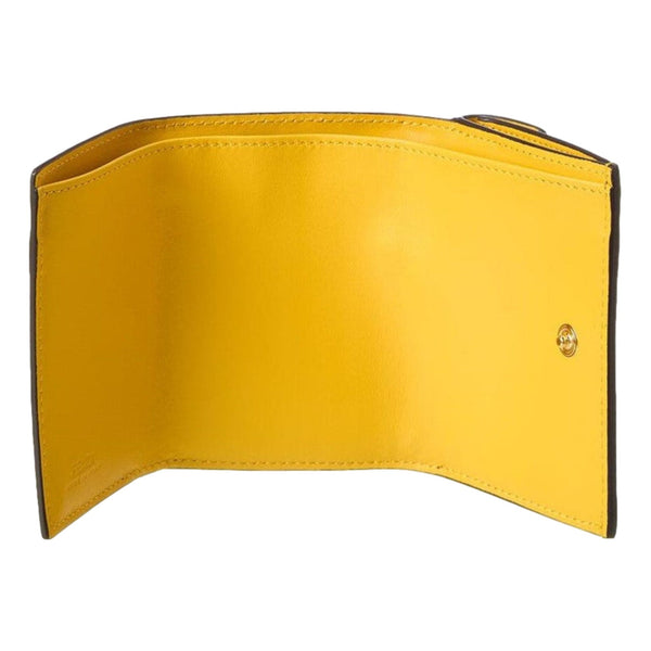 Fendi F is Fendi Yellow Leather Vertigo Print Small Trifold Wallet in Mimosa Yellow, authentic new wallet, image 4