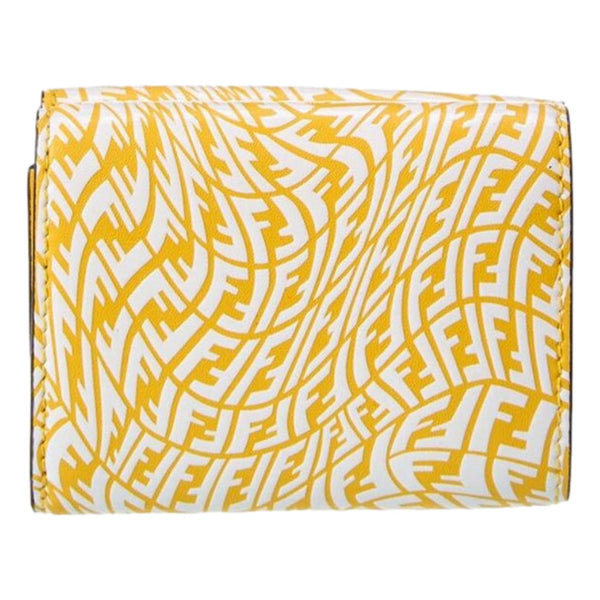 Fendi F is Fendi Yellow Leather Vertigo Print Small Trifold Wallet in Mimosa Yellow, authentic new wallet, image 2