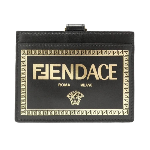 Fendi Fendace Black Leather Card Case Wallet Lanyard in Black, authentic new wallet, image 1
