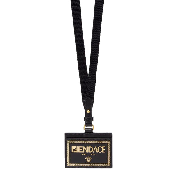 Fendi Fendace Black Leather Card Case Wallet Lanyard in Black, authentic new wallet, image 3