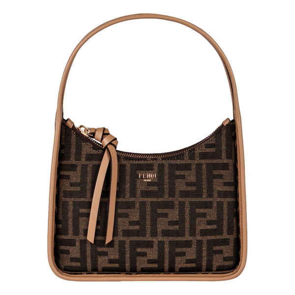 Fendi Fendessence Zucca Brown Canvas Crescent Mini Shoulder Bag in Brown, authentic new handbag, image 1