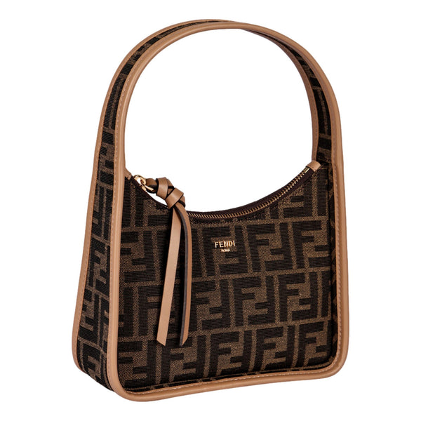 Fendi Fendessence Zucca Brown Canvas Crescent Mini Shoulder Bag in Brown, authentic new handbag, image 2