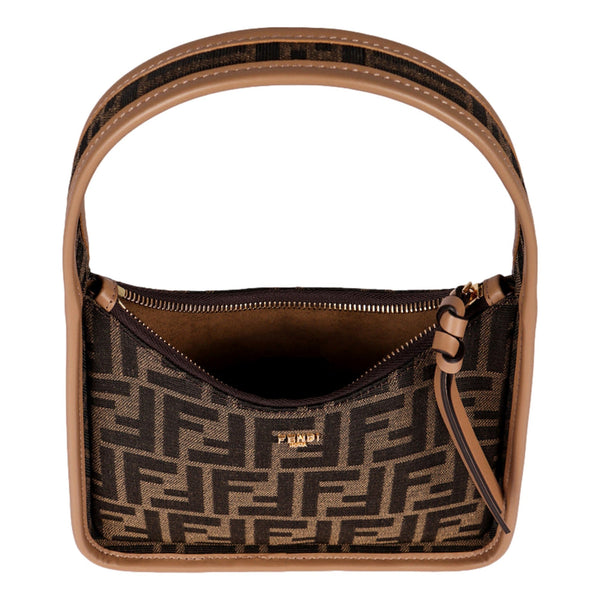Fendi Fendessence Zucca Brown Canvas Crescent Mini Shoulder Bag in Brown, authentic new handbag, image 4