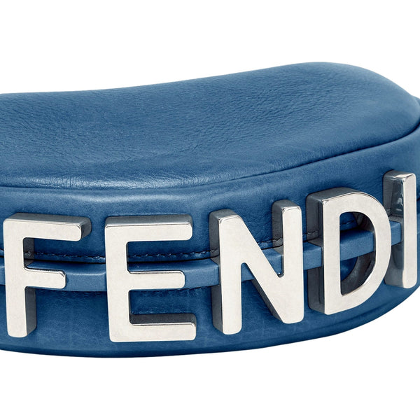 Fendi Fendigraphy Nano Hobo Calfskin Leather Mini Bag Blue in Blue, authentic new handbag, image 3