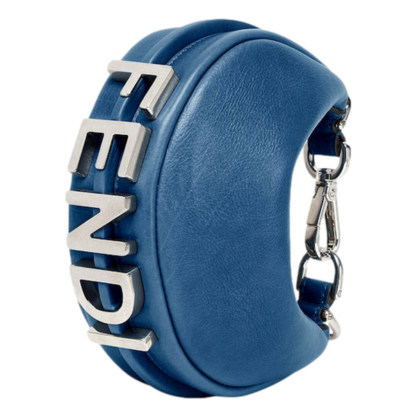 Fendi Fendigraphy Nano Hobo Calfskin Leather Mini Bag Blue in Blue, authentic new handbag, image 2