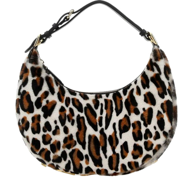 Fendi Fendigraphy Lamb Fur Animal Print Shoulder Bag Gold Hardware in Gold, authentic new handbag, image 1