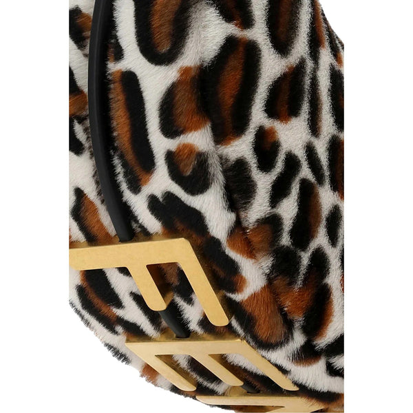 Fendi Fendigraphy Lamb Fur Animal Print Shoulder Bag Gold Hardware in Gold, authentic new handbag, image 4