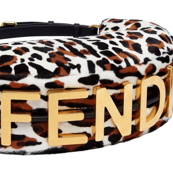 Fendi Fendigraphy Lamb Fur Animal Print Shoulder Bag Gold Hardware in Gold, authentic new handbag, image 8