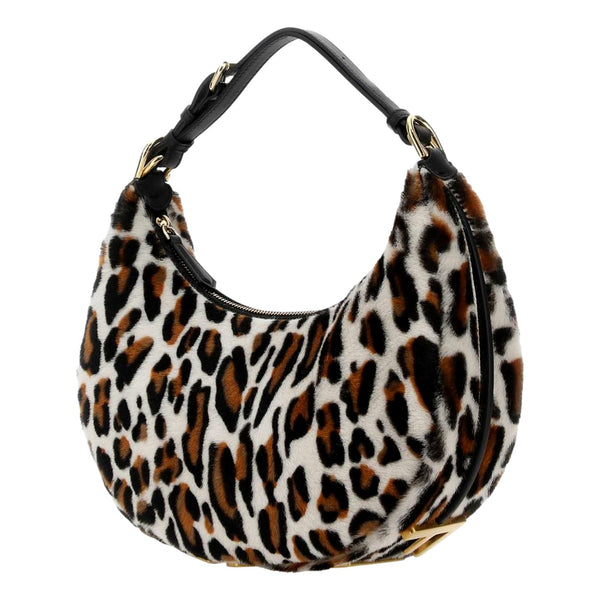 Fendi Fendigraphy Lamb Fur Animal Print Shoulder Bag Gold Hardware in Gold, authentic new handbag, image 3