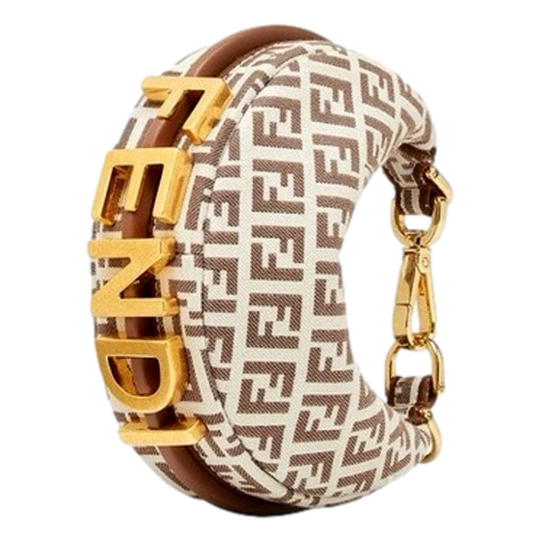 Fendi Fendigraphy Nano Hobo FF Canvas Leather Mini Bag Brown and White in Brown and White, authentic new handbag, image 3