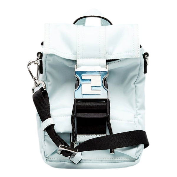 Fendi Fendiness Mini Backpack Crossbody Cyber Blue Nylon FF Mesh in Cyber Blue, authentic new handbag, image 1