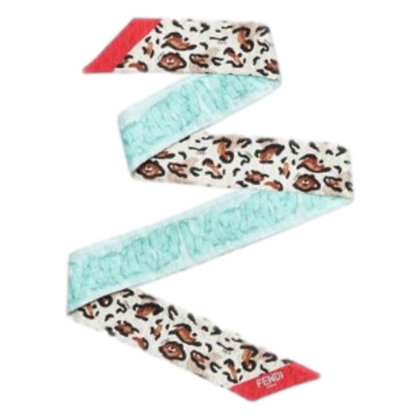 Fendi FF Baguette Scarf Bandeau Wrappy Blue Beige Silk Monogram Logo Print in Beige, authentic new scarves & shawl, image 1