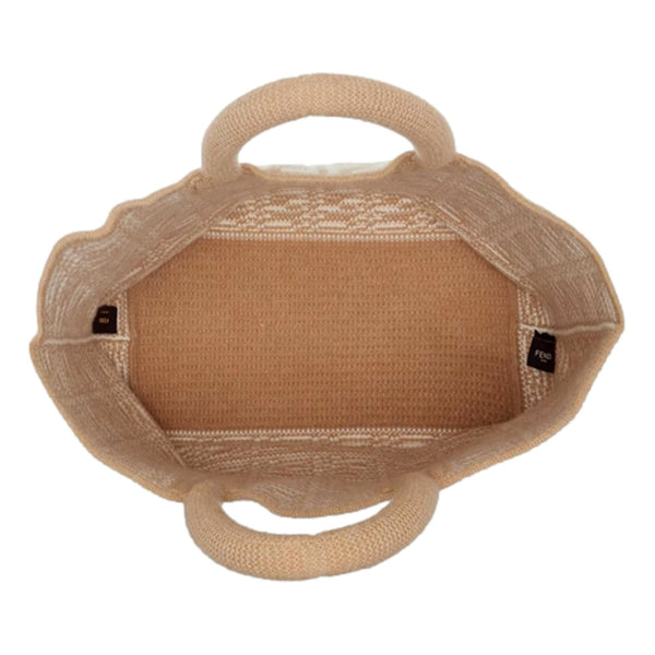 Fendi FF Cammello Large Shopper Tote Beige Knitted Cashmere Bag in Cammello Beige, authentic new handbag, image 6