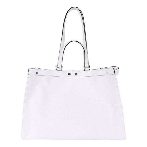Fendi FF Canvas X-Tote Bag Black White Leather Trim Turn Lock in Black and White, authentic new handbag, image 3