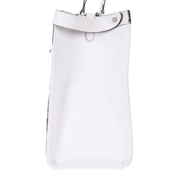 Fendi FF Canvas X-Tote Bag Black White Leather Trim Turn Lock in Black and White, authentic new handbag, image 4
