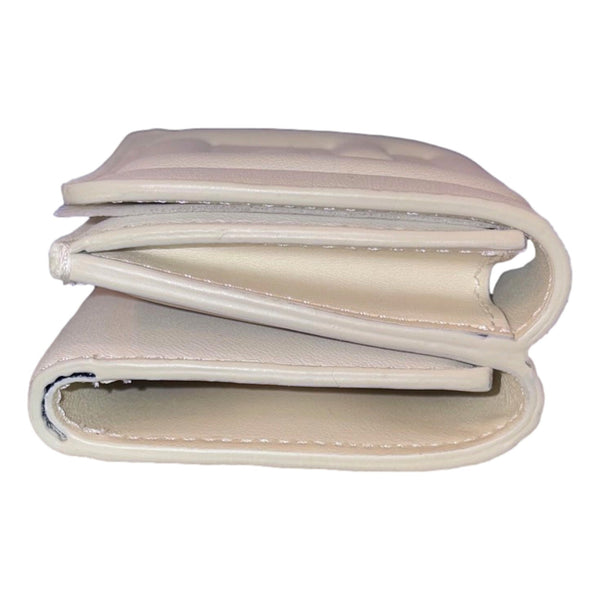 Fendi FF Cube Embossed Logo Bianco Ice White Leather Trifold in White, authentic new wallet, image 3