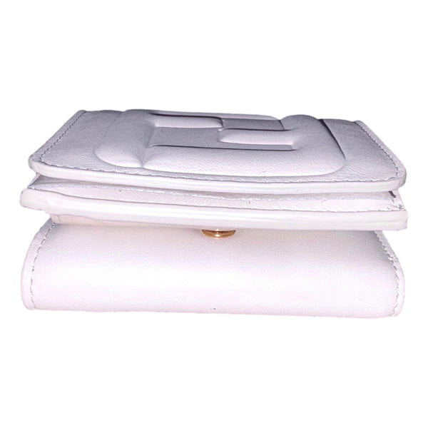 Fendi FF Cube Embossed Logo Bianco Ice White Leather Trifold in White, authentic new wallet, image 2