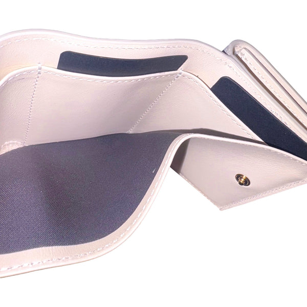 Fendi FF Cube Embossed Logo Bianco Ice White Leather Trifold in White, authentic new wallet, image 6