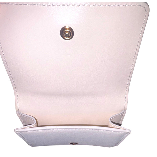 Fendi FF Cube Embossed Logo Bianco Ice White Leather Trifold in White, authentic new wallet, image 5