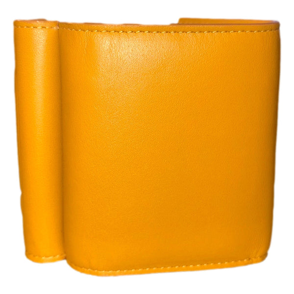 Fendi FF Cube Embossed Logo Oro Yellow Leather Trifold in Yellow, authentic new wallet, image 4