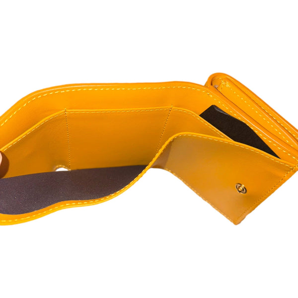 Fendi FF Cube Embossed Logo Oro Yellow Leather Trifold in Yellow, authentic new wallet, image 7