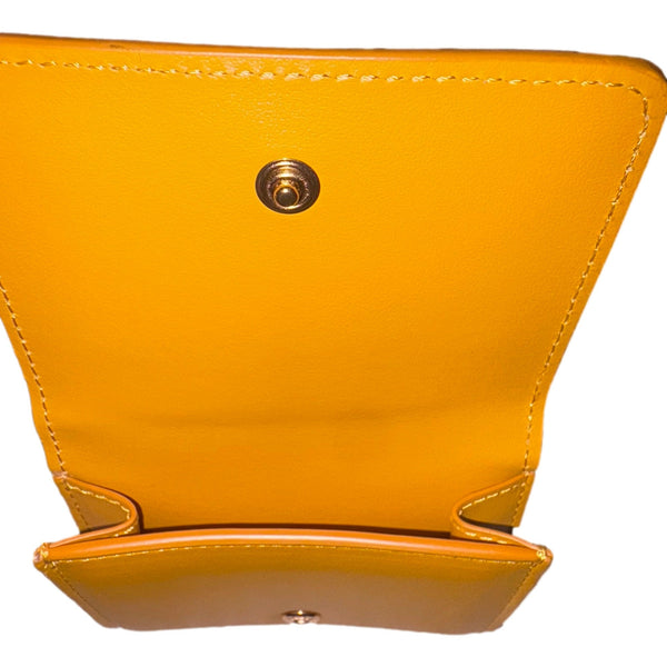 Fendi FF Cube Embossed Logo Oro Yellow Leather Trifold in Yellow, authentic new wallet, image 5