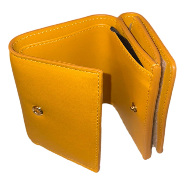 Fendi FF Cube Embossed Logo Oro Yellow Leather Trifold in Yellow, authentic new wallet, image 6