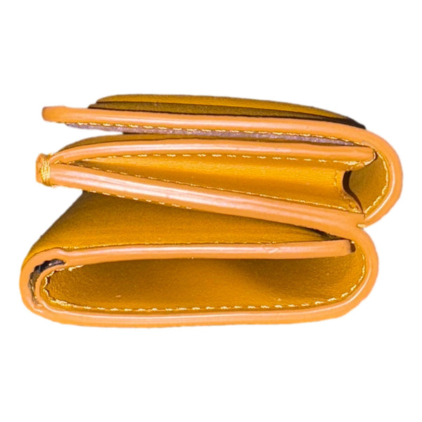 Fendi FF Cube Embossed Logo Oro Yellow Leather Trifold in Yellow, authentic new wallet, image 3