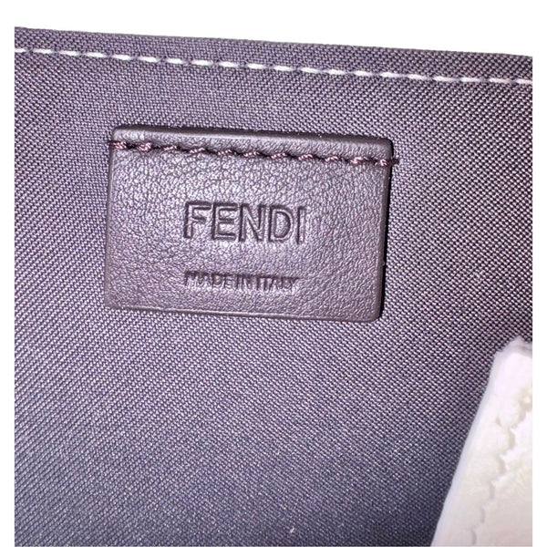 Fendi FF Cube Embossed Small Zip Wallet Bianco White Leather with Strap – strap and handle detail 7