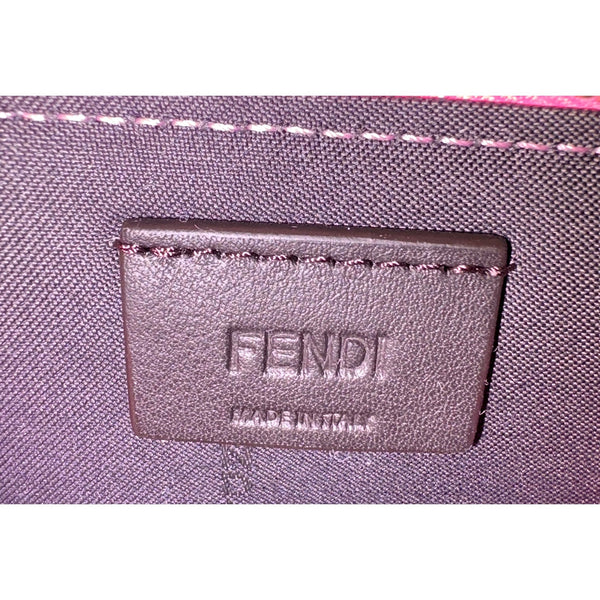 Fendi FF Cube Embossed Small Zip Wallet Pink Leather with Strap in Pink, authentic new wallet, image 7