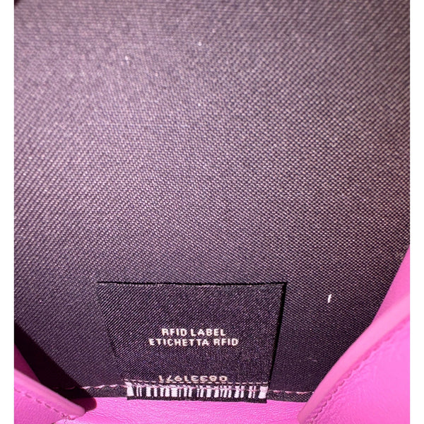 Fendi FF Cube Embossed Small Zip Wallet Pink Leather with Strap in Pink, authentic new wallet, image 8