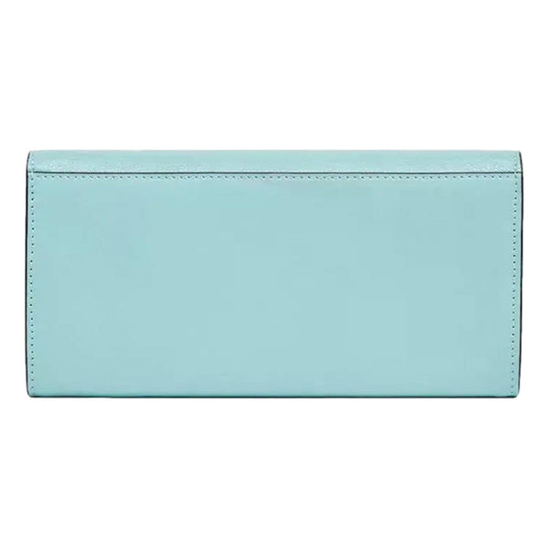 Fendi FF Diamonds Light Blue Calfskin Leather Continental Wallet on Chain Gold Hardware – back view