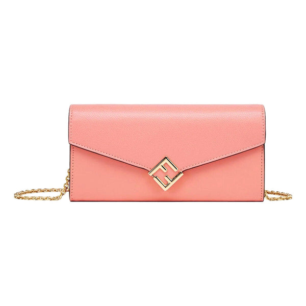 Fendi FF Diamonds Pesca Pink Calfskin Leather Continental Wallet in Pesca Pink, authentic new handbag, image 1