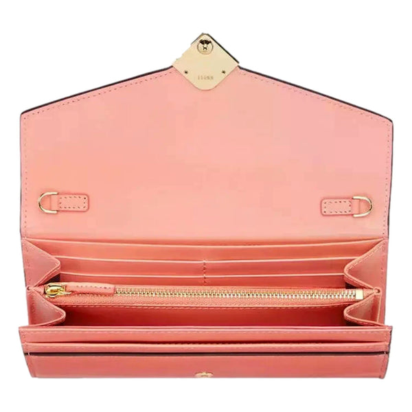 Fendi FF Diamonds Pesca Pink Calfskin Leather Continental Wallet in Pesca Pink, authentic new handbag, image 4